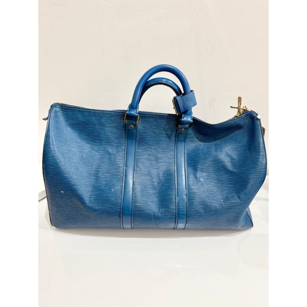 Louis Vuitton Toledo Blue Epi Leather Keepall 50 Travel Bag - Picture 3 of 15